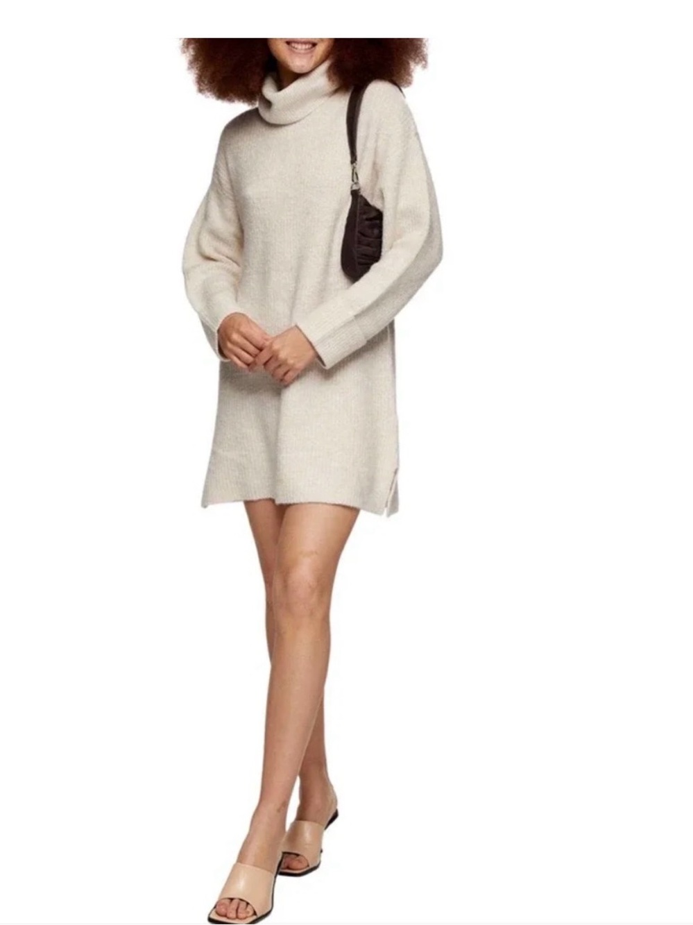 TopShop Cream Turtleneck Sweater Dress